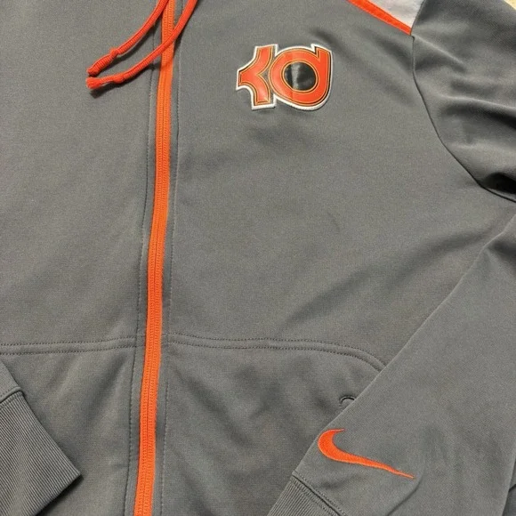 Nike KD Kevin Durant Therma-Fit Hoodie Jacket Gray Orange Mens Large - Picture 3 of 7